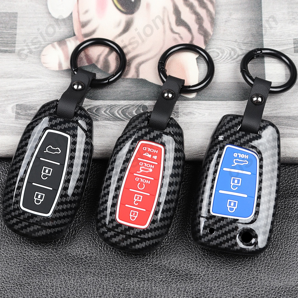 Carbon Fiber ABS Key Fob Case Cover For 2022 Hyundai Ioniq 5 – 6-Button Fit
