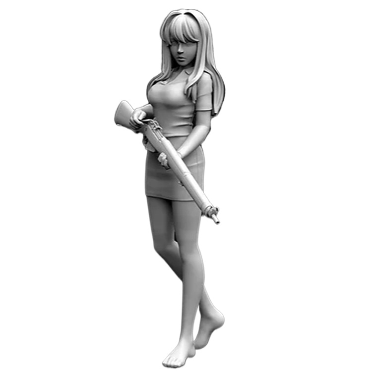 1/24 Resin Character Whole Body Model Spot Gunner Series Girl GK White ...