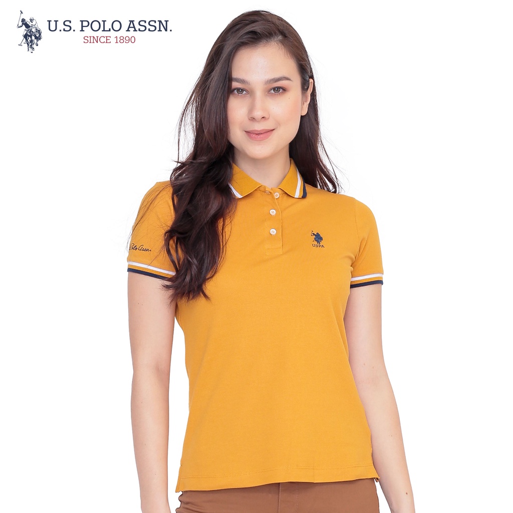 U.S. Polo Assn. 100% Cotton Button Collar Short Sleeve Women's