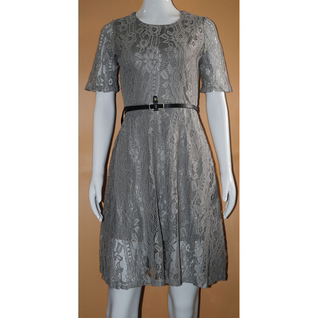 Gray lace dress outlet with sleeves