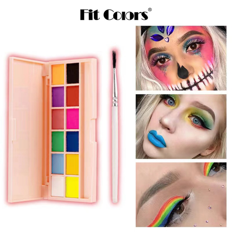 12 Colors Face Body Painting Palette Non Toxic Safe Water Paint Oil ...