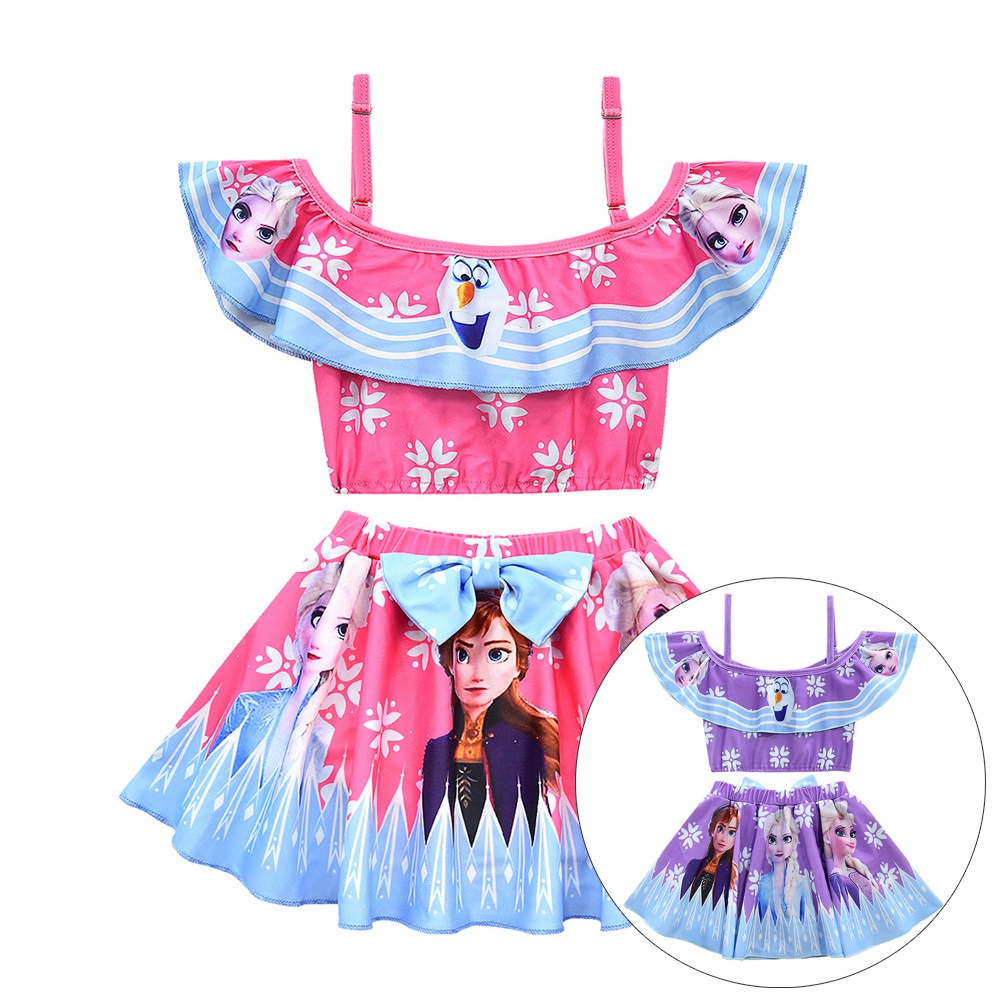 Girl Swimsuit Frozen Princess Elsa Anna Cute Kids Swimwear Baby Beach ...