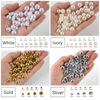 White 800pcs Mixed Sizes / 2-10mm Flat Back Pearls Bead 2mm 