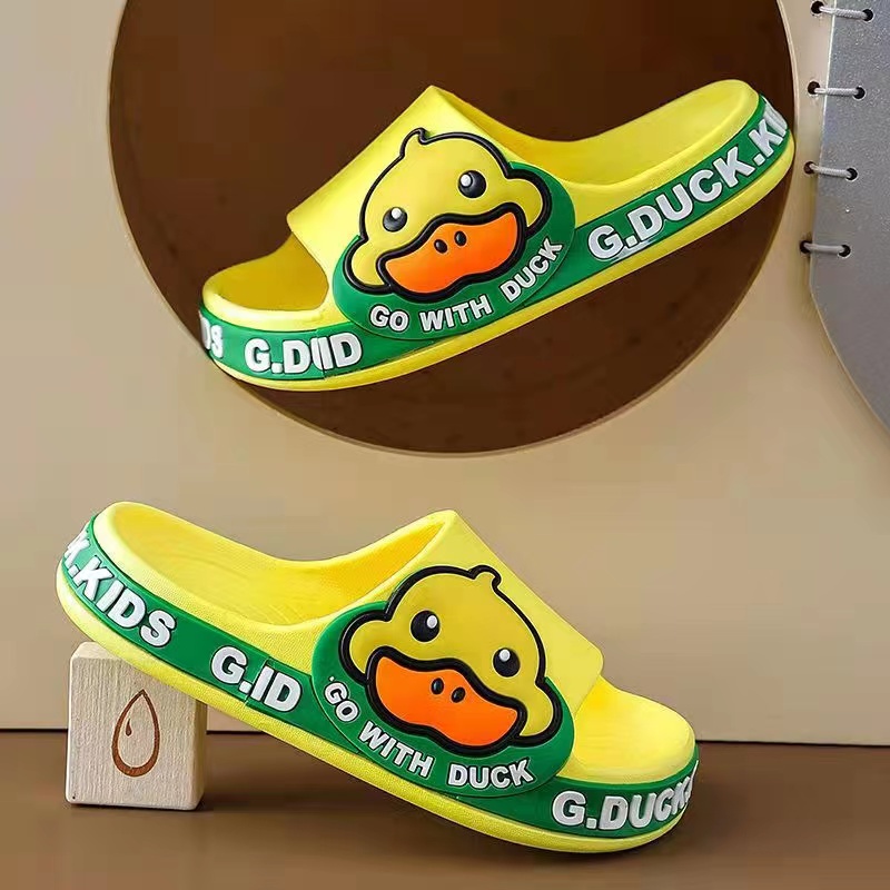 Children duck cartoon slippers bathroom indoor slippers color cute kid ...
