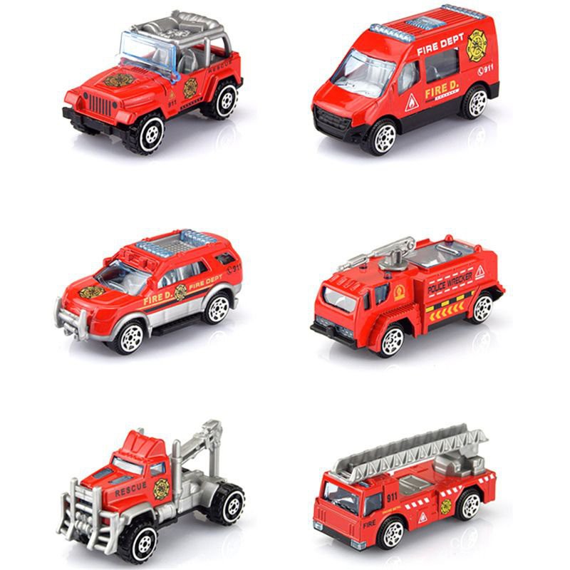 Fire Truck Toys with Play Mat 6 Fire Engines 9 Road Signs 27