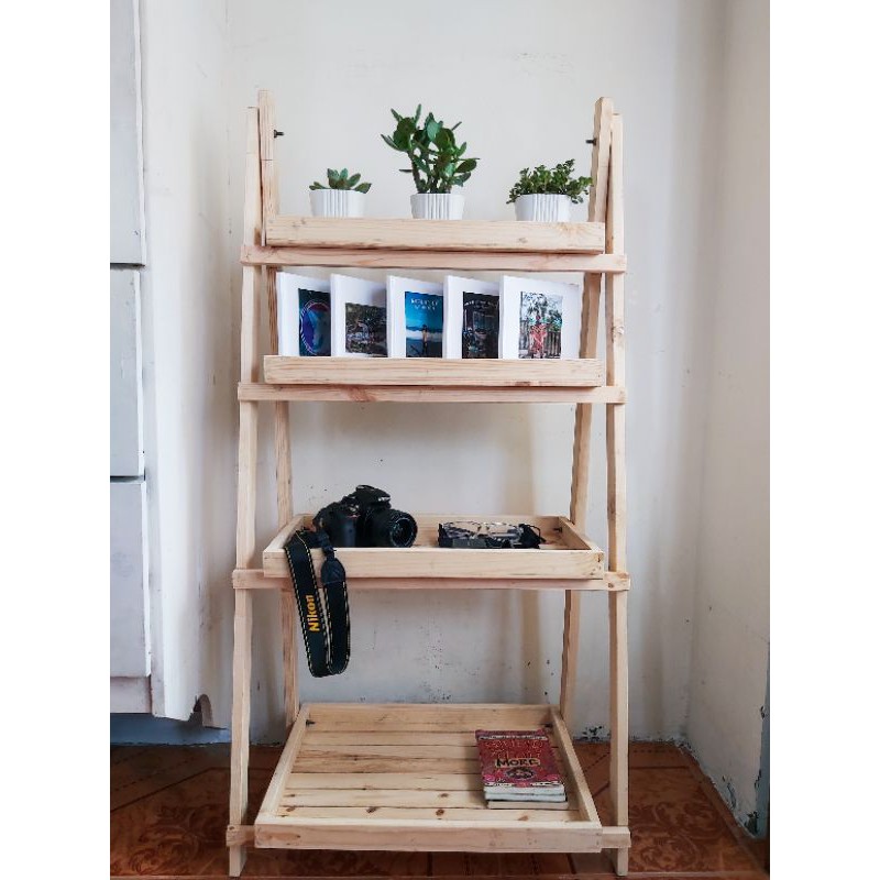 Foldable Wooden Rack 4 layers Ready to use. No need to assemble ...