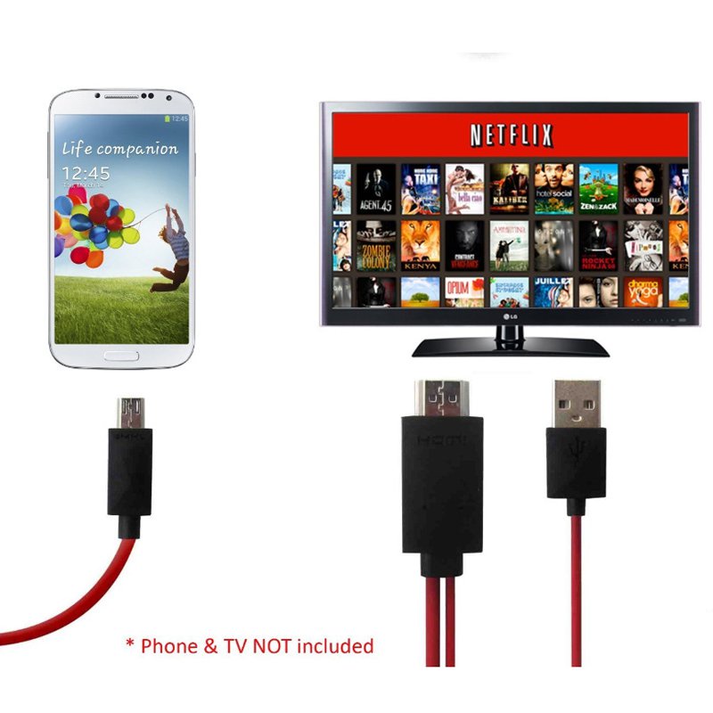 Phone to TV Cable, MHL Micro USB to HDMI 1080P HD TV Cable Adapter for