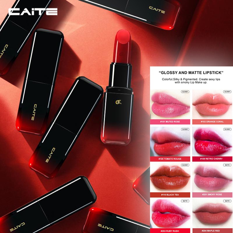 Matte & Glossy 8pcs Complete Set Caite Lipstick Long Lasting Lip Makeup 