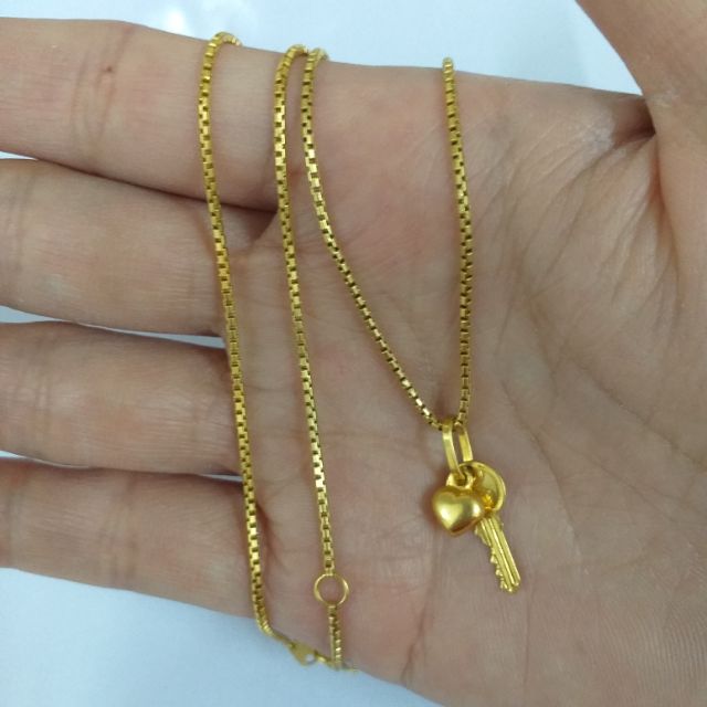 18k Japan Gold Necklace with key&heart pendant | Shopee Philippines