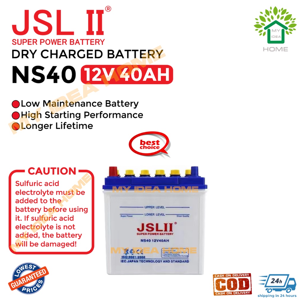 JSL II Brand Dry Charged Battery 12V 40AH FOR SOLAR SET UP Battery NS40 ...