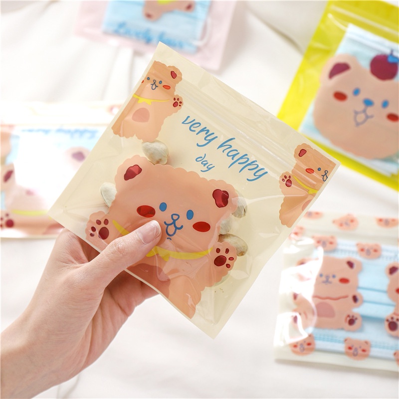 Cartoon Ziplock Bag Cute Bear Snacks Candy Plastic Sealing Sealed Food ...