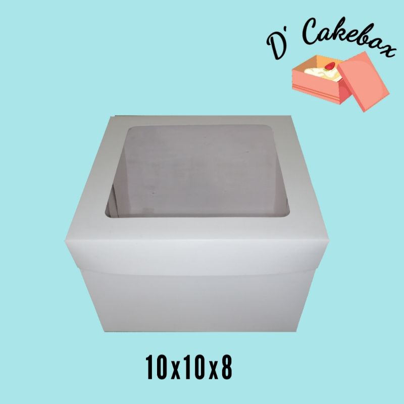 Wookiwuki 10x10x8 Inch Cake Boxes With Window And Boards - Disposable Bakery Boxes For Cakes, Donuts, And Party Desserts