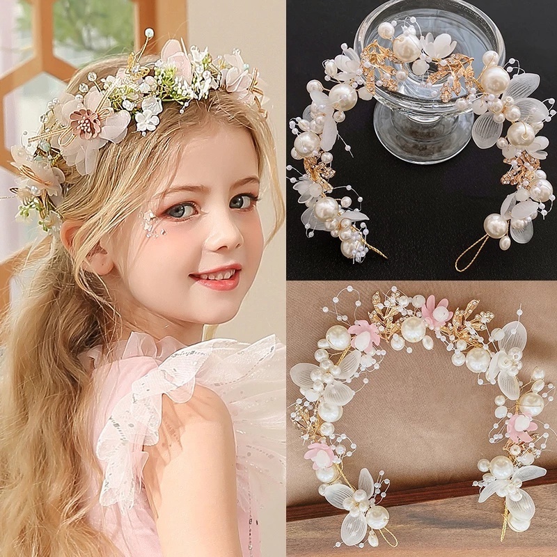 Beautiful Wedding Wreath Imitation Pearl Flower Headband Bridal