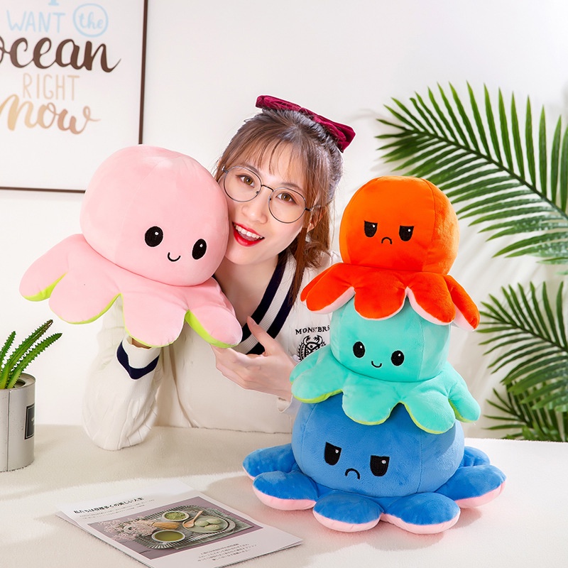 Octopus Doll 50 cm spot Viral Reversible Double-sided Flip Plush Angry ...
