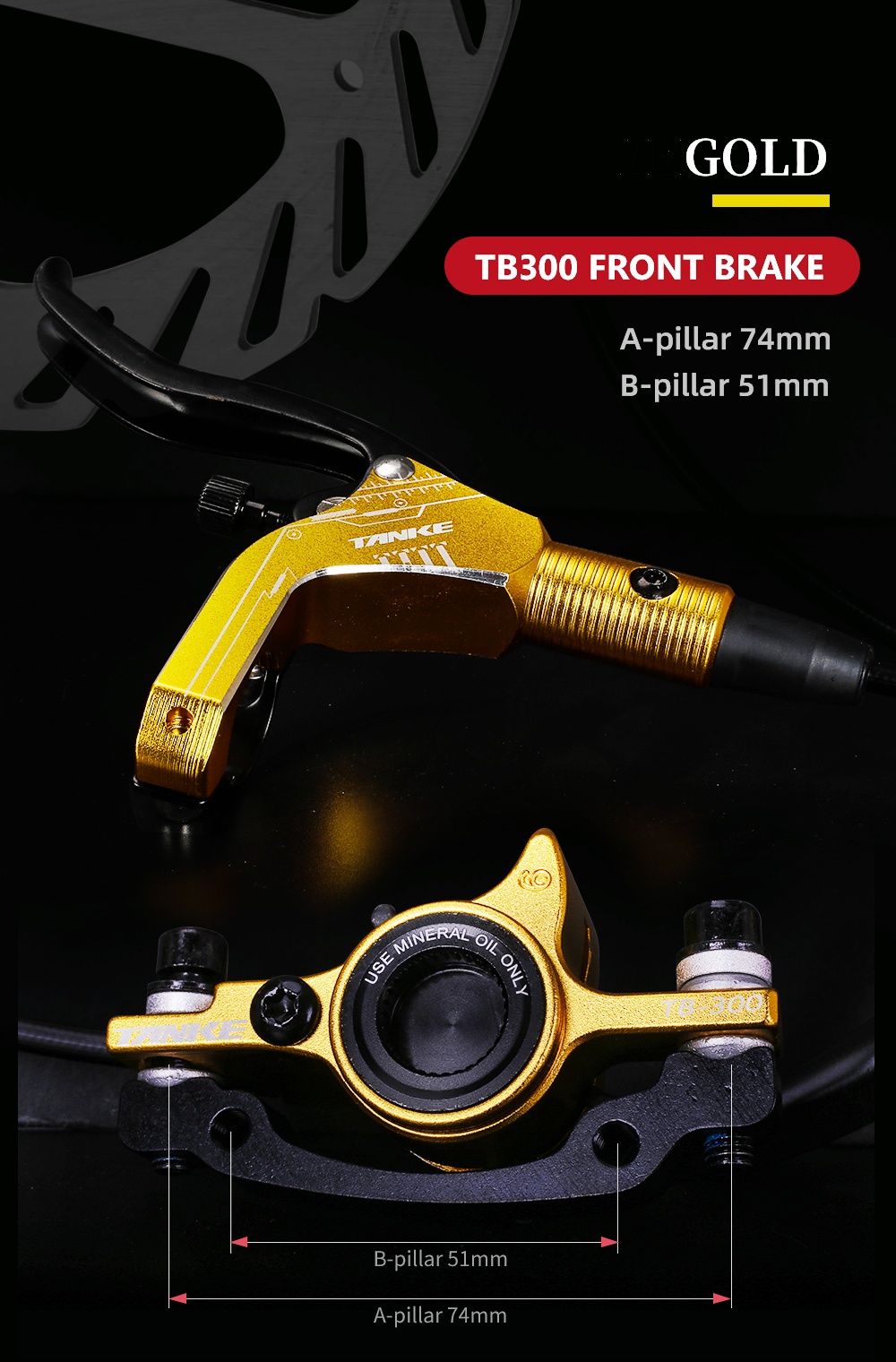 TANKE MTB Bike Hydraulic Disc Brake Set 160mm Rotors Oil Calliper Plate ...