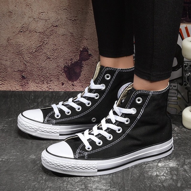 Converse black and outlet white high cut