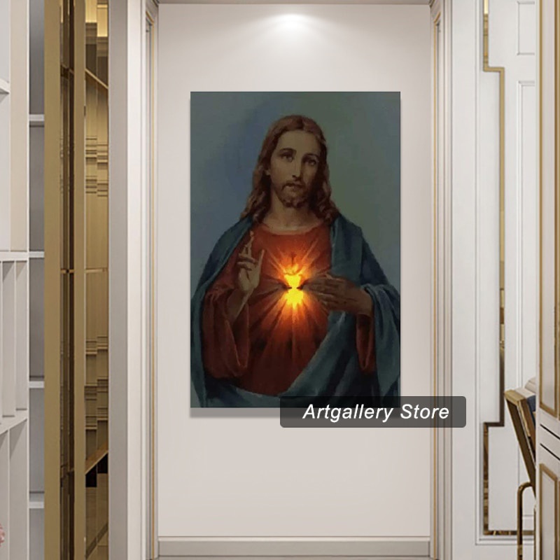 The Sacred Heart of Jesus Christ Canvas Art Poster and Wall Art Picture ...
