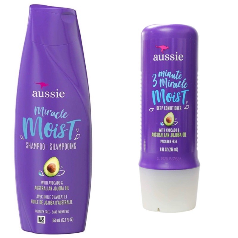 Aussie Miracle Moist Shampoo & Jojoba Oil (360ml) & deep Conditioner