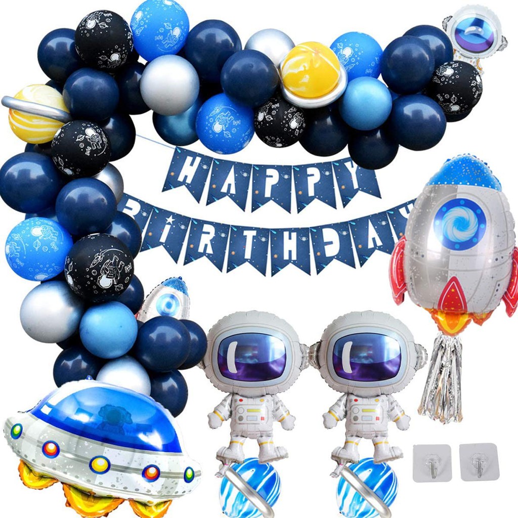 JOYYPOP Outer Space Balloon Garland Kit - 118Pcs NASA Astronaut Party Decorations With UFO & Rocket