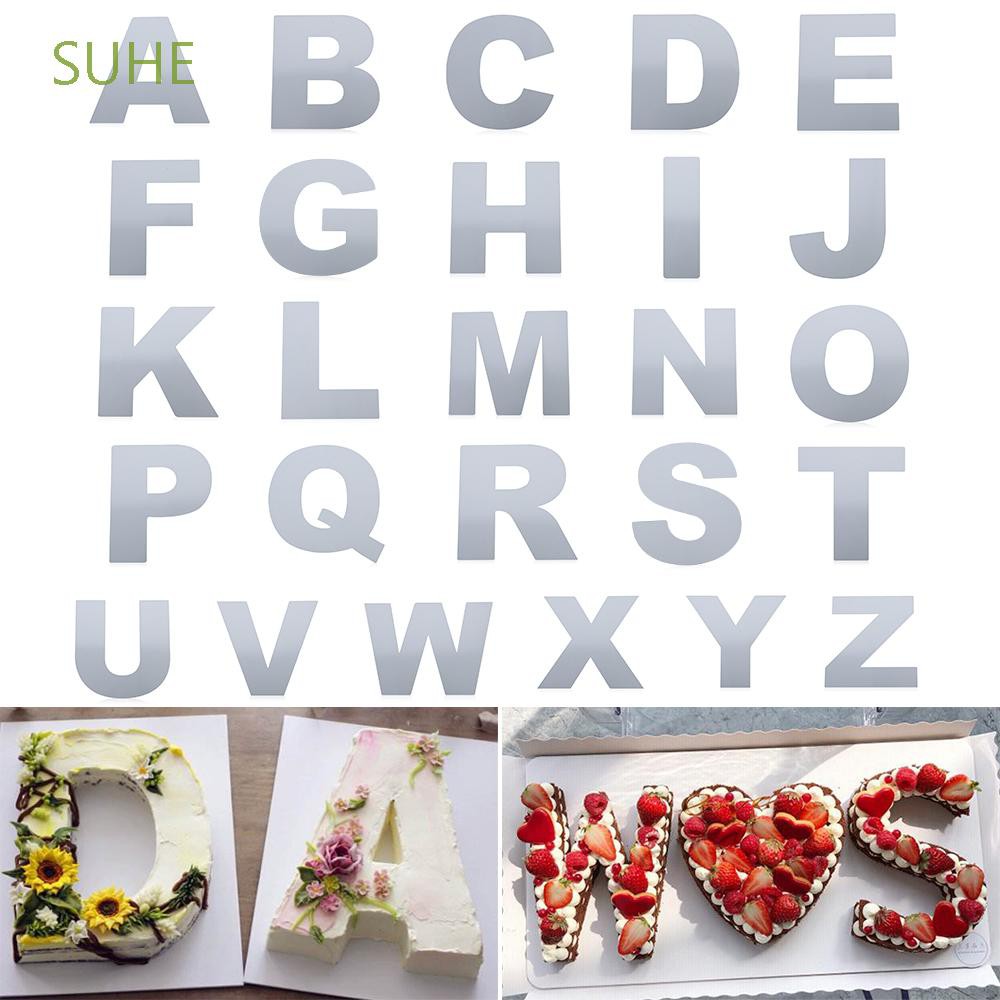 SUHE Number 0-8 Cake Stencil 26PCS Alphabet Letter Cake Mould Silicone ...