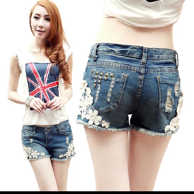 3D Flower Flying Sleeve Top Bow Lace Shorts Two-piece Set