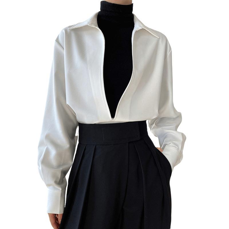 French V Neck Silk Patchwork Linen Two Pieces Set Bracelet Sleeve