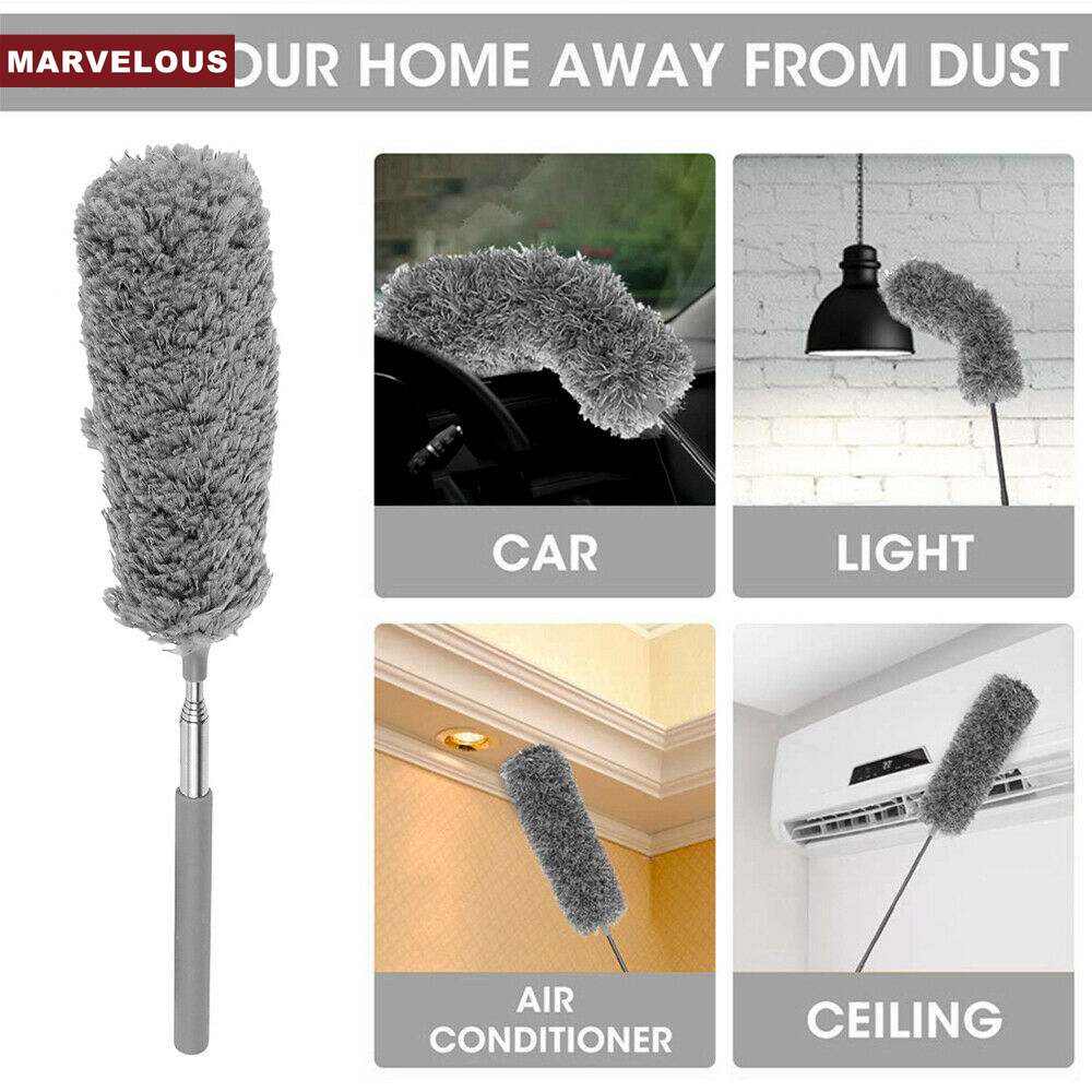 Extendable Feather Duster Telescopic Long Handle Microfiber Cleaning ...