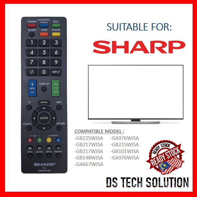 Sharp LED TV Remote Control Replacement Gb291wjsa Gb225wjsa Ga276wjsa