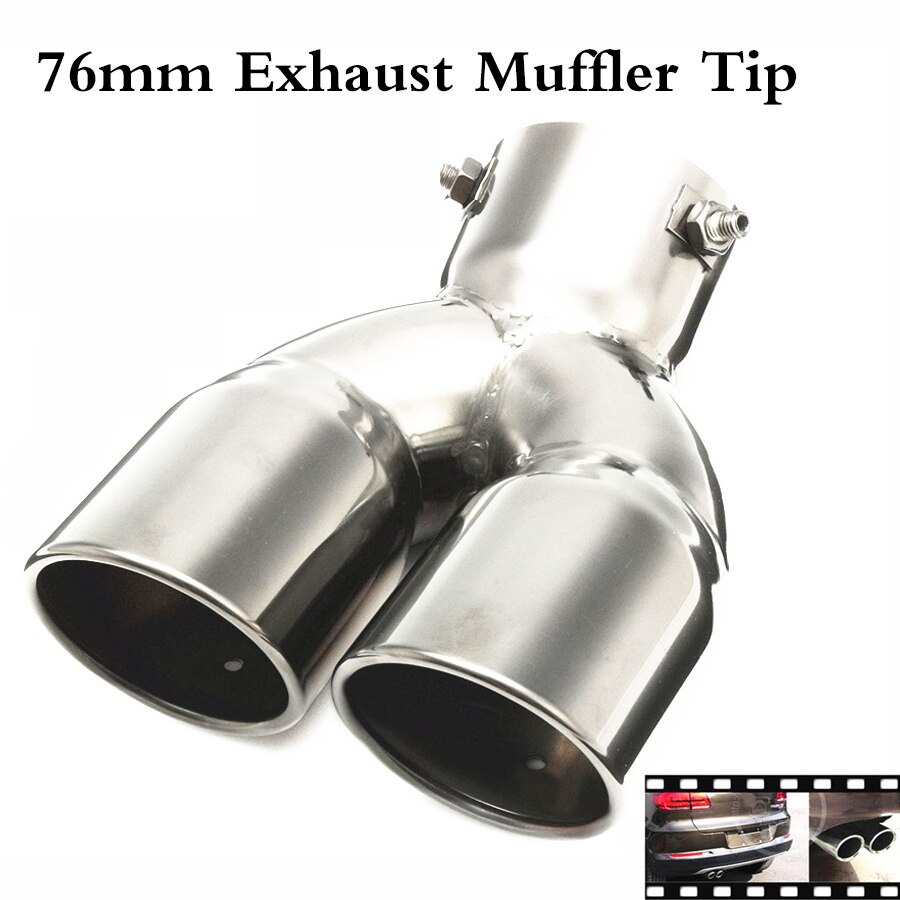 76mm Dual Car Exhaust Pipe Muffler Tip Tail Stainless Chrome Universal