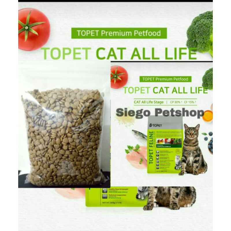 Repack Cat Fish & Chicken Topet Cat Food All Life Stages 1kg | Shopee ...
