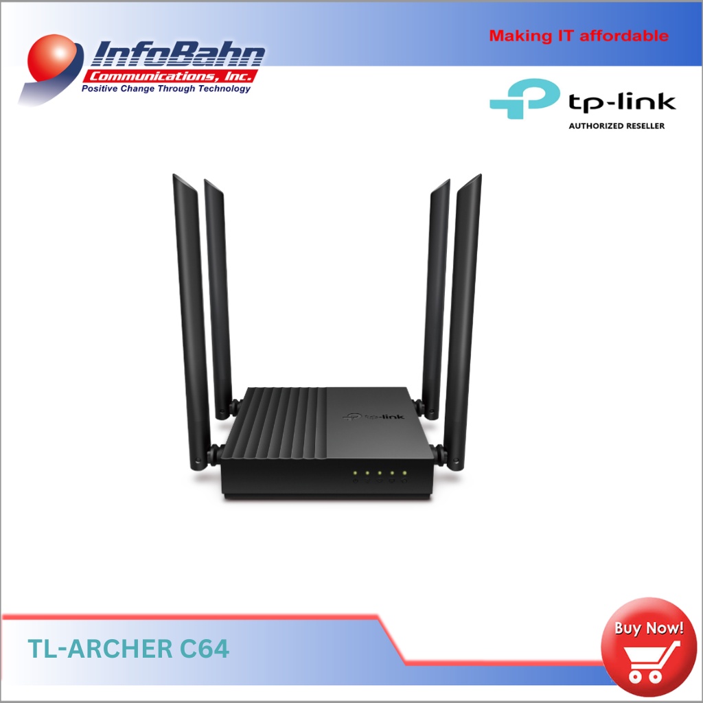 TP-link AC1200 Wireless MU-MIMO WiFi Router (Archer C64) Infobahn ...