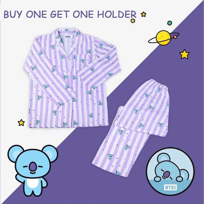 BTS Authentic BT21 Cartoon Pajamas Two Piece Couple Set BT21