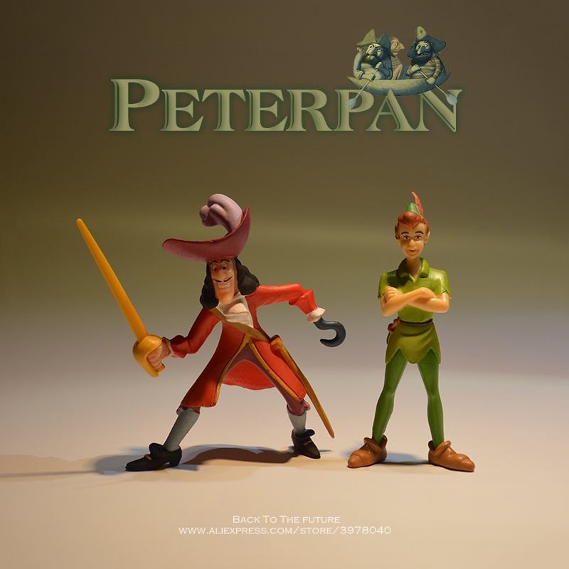 Disney Peter Pan and Captain hook 9cm PVC Action Figure Posture Model Anime  Collection Figurine Toys