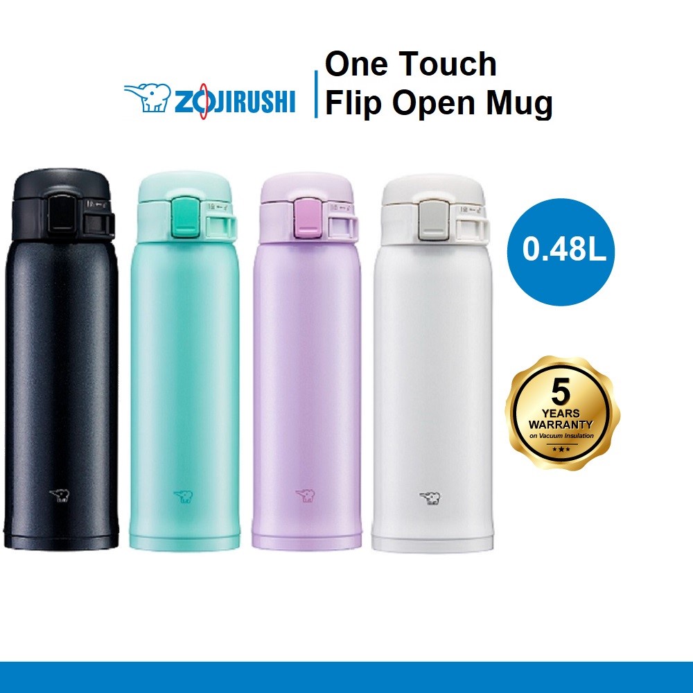 ZOJIRUSHI 0.48L S/S ONE TOUCH FLIP-OPEN MUG - SM-SR-48E