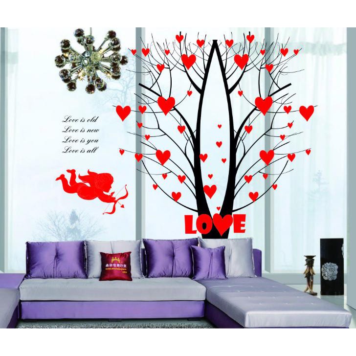 Romantic love tree wall stickers warm bedroom romantic living room TV ...