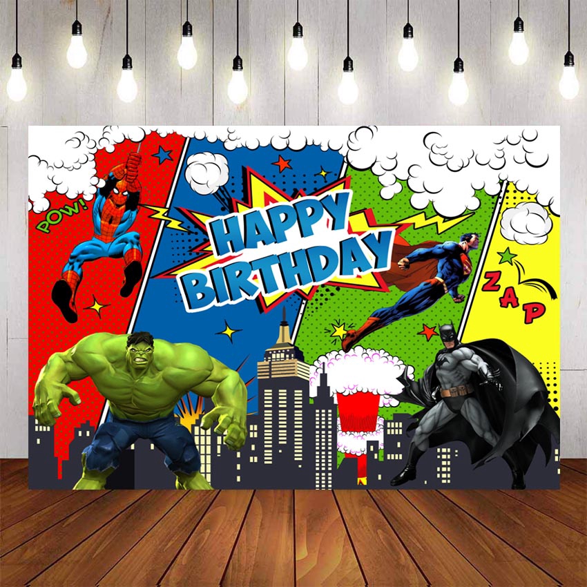 ROUND CIRCLE AVENGERS Backdrop Superhero Birthday Party Photo