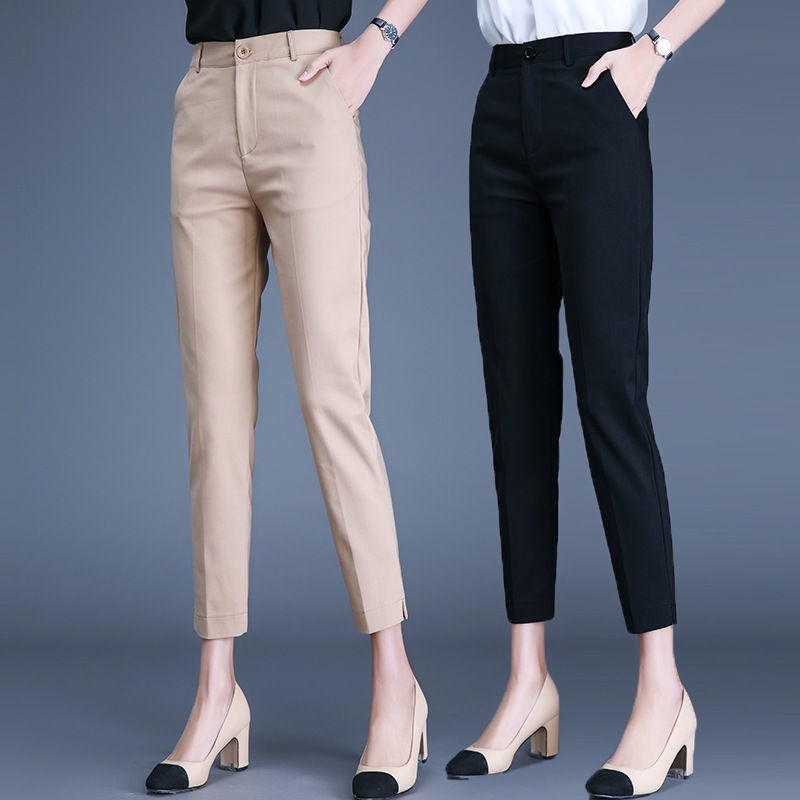 New trendy fashion trouser pants women's ankle trouser slacks New high  waist slim drape straight small casual pants free size for women
