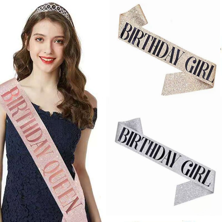 2PCS/SET Birthday Sash and Crown Shoulder Girdle Happy Birthday Glitter