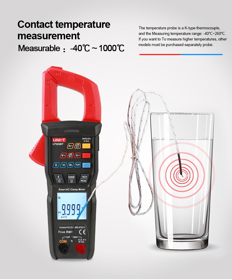 UNI-T UT202BT UT202S 600A AC Digital Clamp Meters Peak Hold Inrush ...
