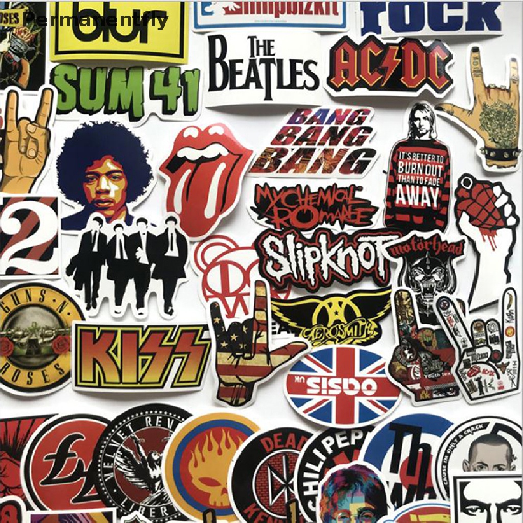 [permanentfly] 50pcs Rock Band Sticker Graffiti Guitar Laptop 