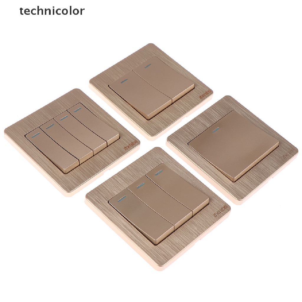 TCPH Gold Wall Switch 1/2/3/4 Gang 1Way Button Wall Light Switch On