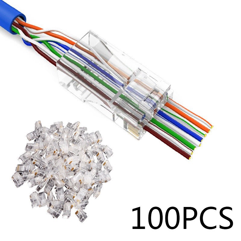 100Pcs Cat6 Rj45 Passthrough Tagusan Passthru Ez Rj45 Ez Rj45 Rj45 Pass ...