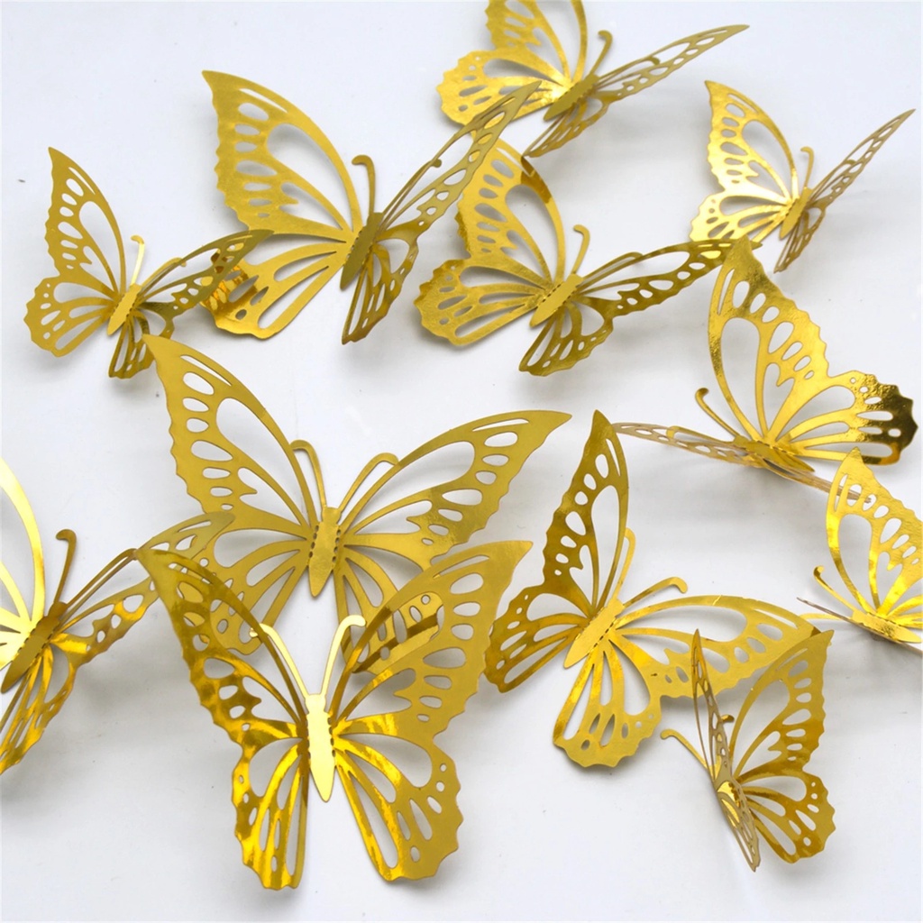 3D Hollow Butterfly Wall Sticker 12pcs/pack for Home Decor DIY ...
