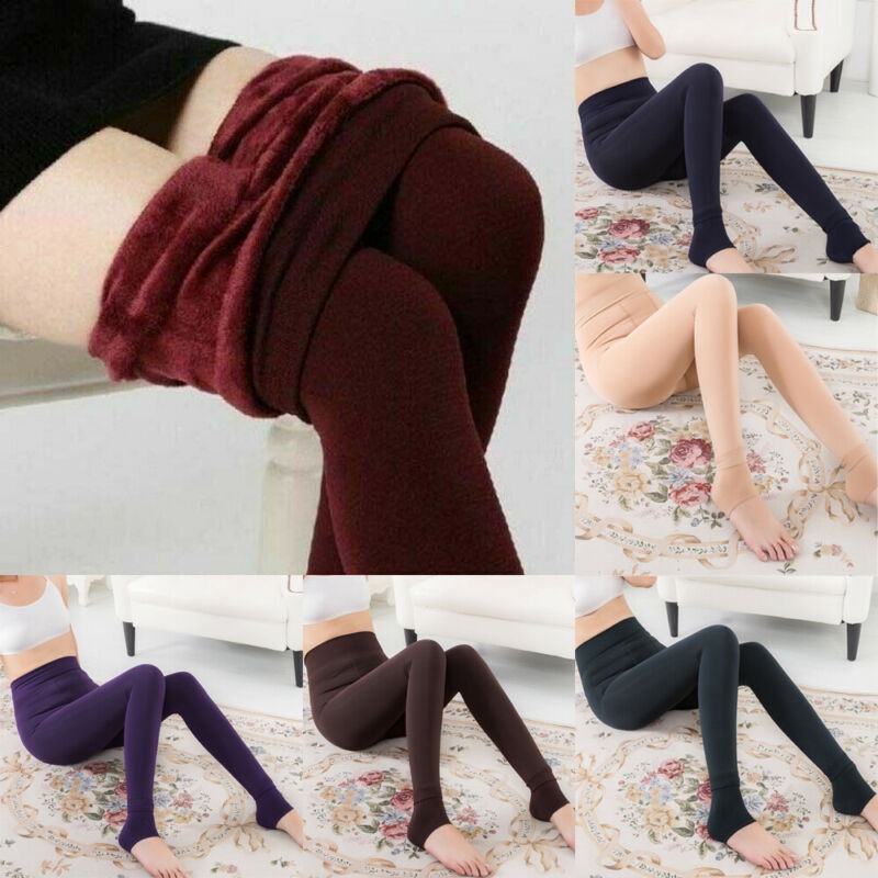 Women Winter Warm Fleece Lined Pants Leggings Thermal Stretchy