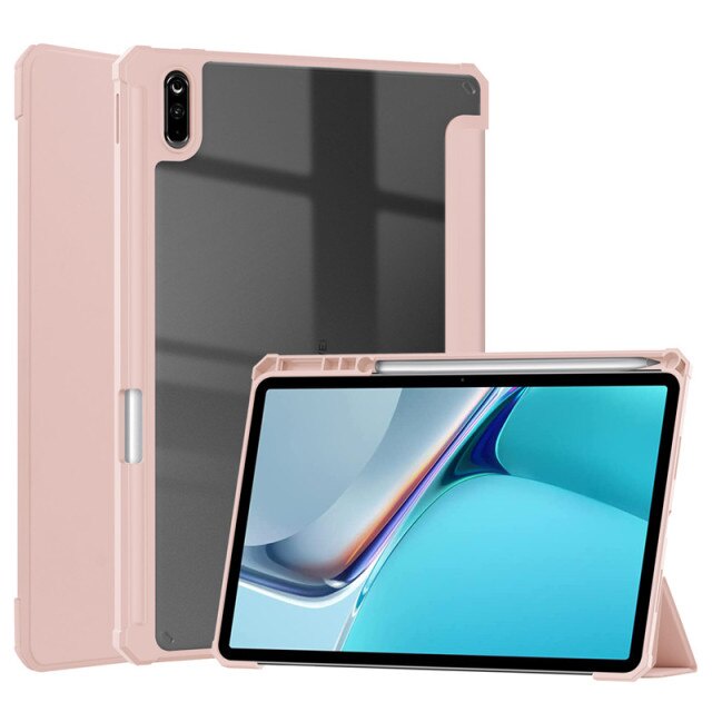 Custodia Con Tastiera E Pennino Per Huawei MatePad 11 (2021), Rosa Farfalla, Leggera In PU E TPU