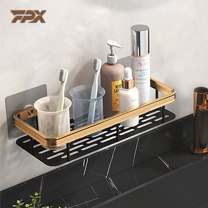FPX Space Aluminum Bathroom Rack Bathroom Organizer Storage Shelf Rack