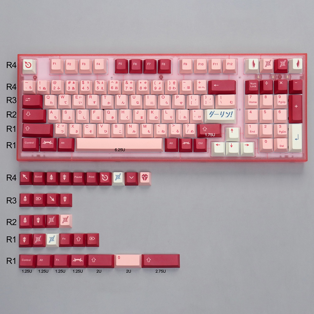 128 Key PBT GMK Darling Keycaps Cherry Profile DYE SUB Japanese Keycap ...
