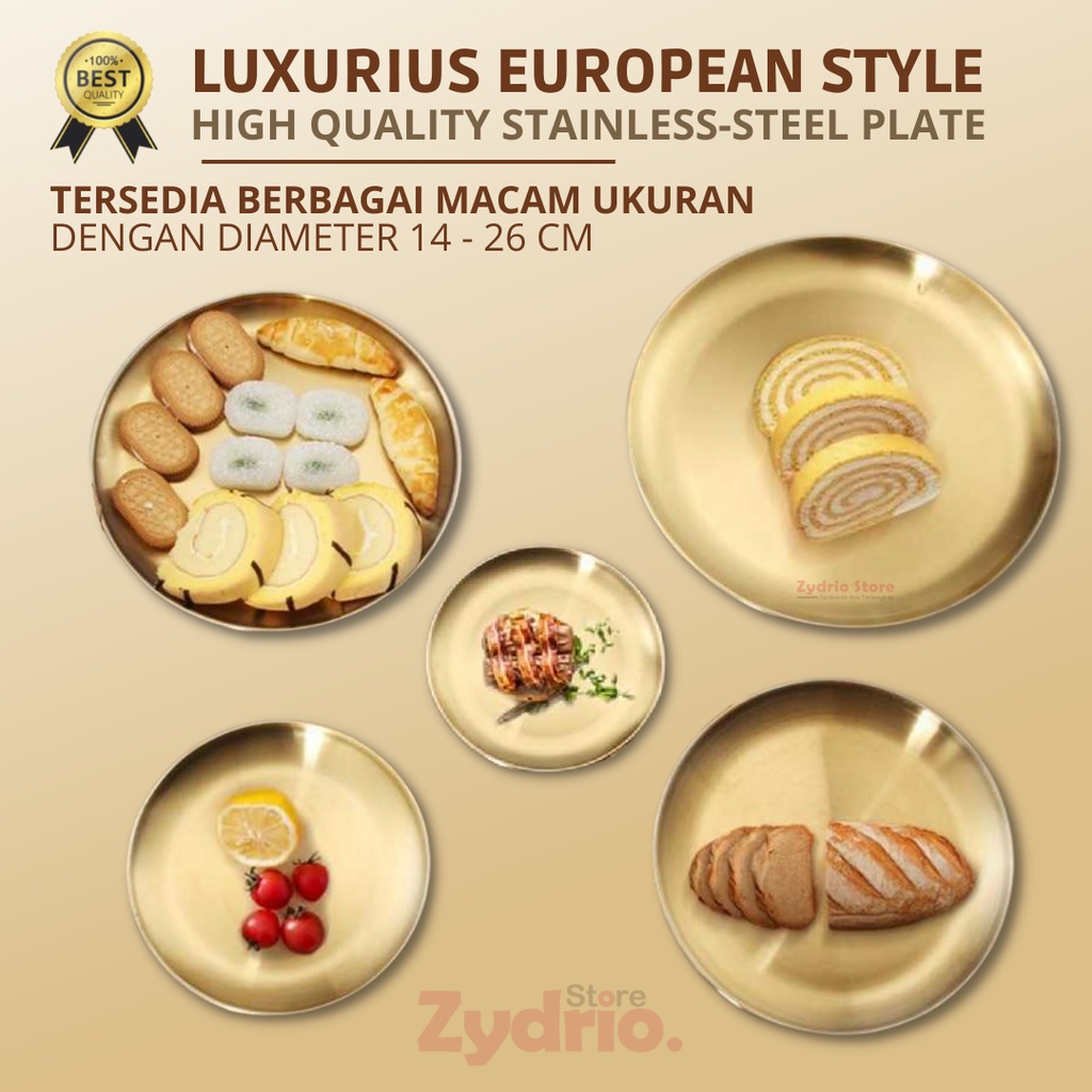 Stainless Steel Dinner Plate / Gold Platting Stainless Plate Shopee