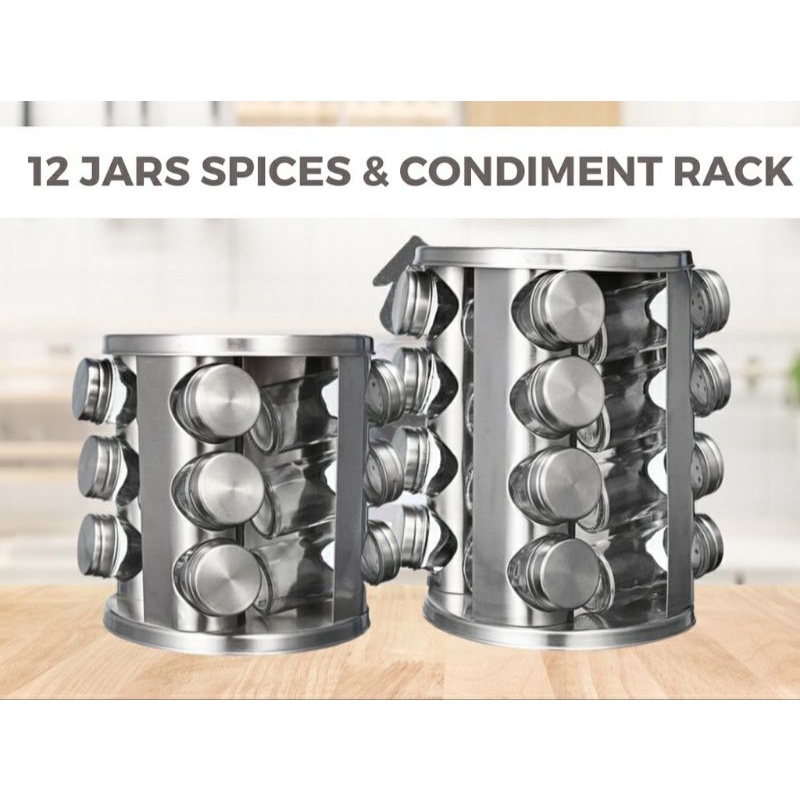12 and 16 Rotating Spice Rack herbs dispenser condiments carousel ...