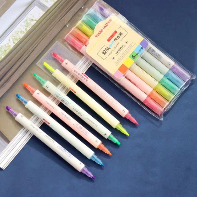 Dual Tip Highlighter 6 Colors (Tianhao) | Shopee Philippines